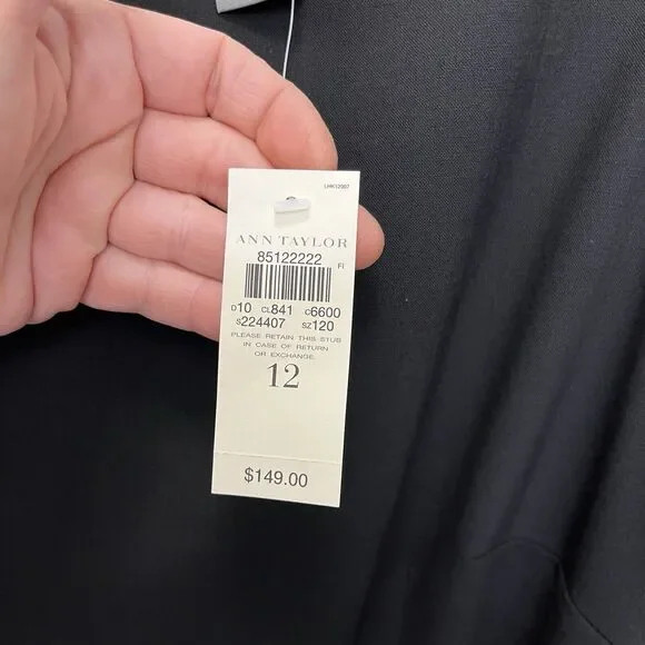 Ann Taylor | LBD Black Virgin Wool Sleeveless Knee Length Dress Belted Size 120 - Picture 5 of 8